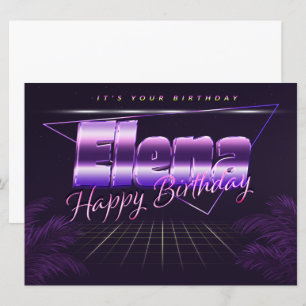 Elena Name Vorname lila retro Karte Geburtstag Card