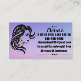Elena's In Home Hair Care  Business Card
