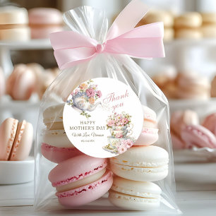 Elengant Floral Vintage Tea Mother's Day Thank you Classic Round Sticker