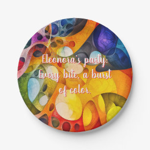 Eleonora’s Color Burst – Fractal Party 7" Round Paper Plate