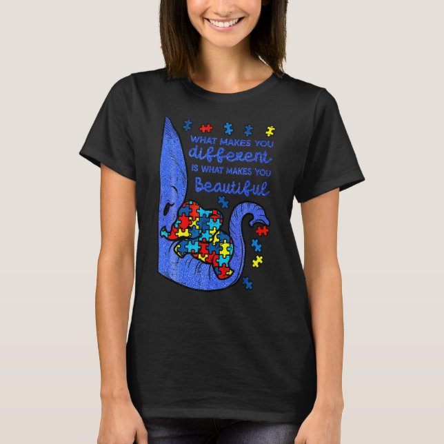 Eleph Ant What Makes You Different Autism Awarenes T-Shirt (Front)