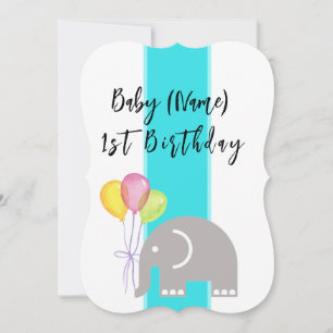 Elephant 1st Birthday Flat Card