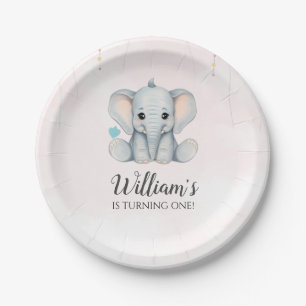 Elephant 1st Birthday Paper Plate