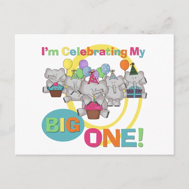 Elephant 1st Birthday T shirts and Gifts Postcard (Front)