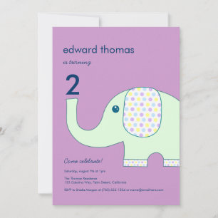 Elephant 5x7 Birthday Invitations