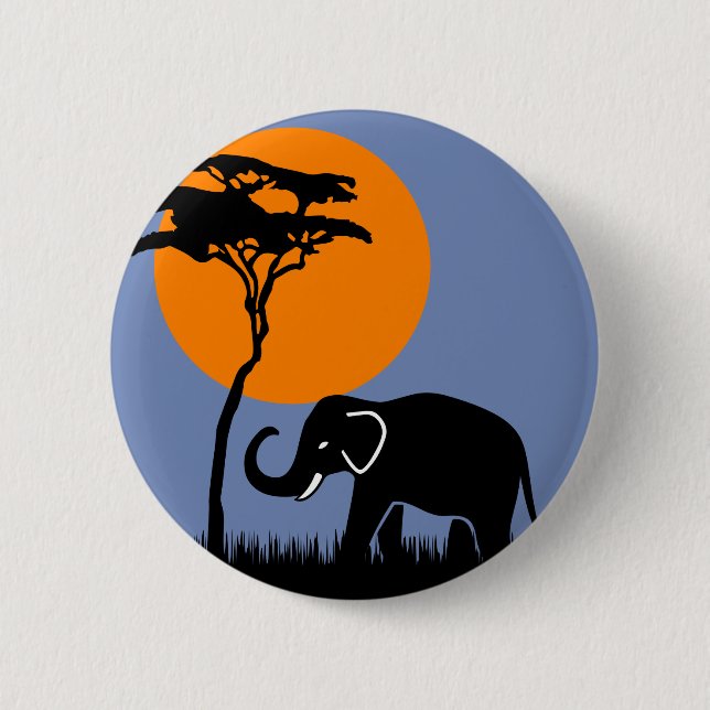 Elephant 6 Cm Round Badge (Front)