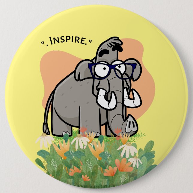 elephant 6 cm round badge (Front)