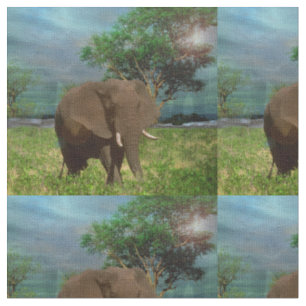 Elephant A Day In Africa,  Fabric