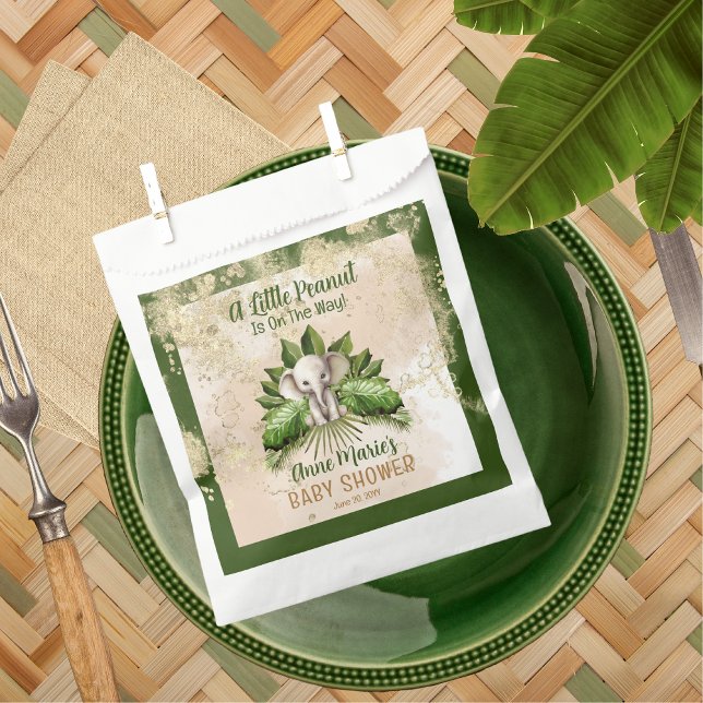 Elephant A Little Peanut Is On The Way Baby Shower Favour Bags (Elephant A Little Peanut Is On The Way Baby Shower Favor Bag)