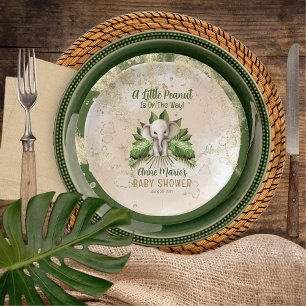 Elephant A Little Peanut Is On The Way Baby Shower Paper Plate