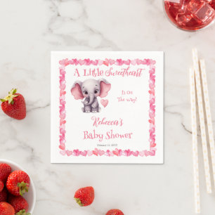 Elephant A Little Sweetheart Girl Baby Shower Napkin