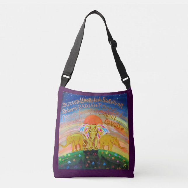 Elephant activist 2 side design cross body bag (Front)
