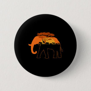 Elephant Africa Animals Trees Earth Day 6 Cm Round Badge