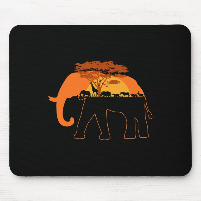 Elephant Africa Animals Trees Earth Day  Mouse Mat (Front)