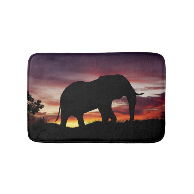 Elephant Africa Safari Sunset Scenery Bath Mat (Front)