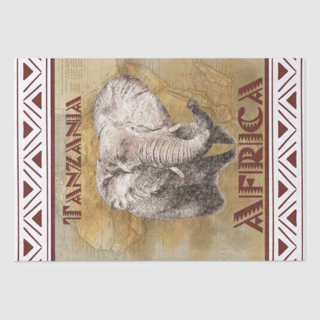 Elephant Africa Travel Poster Tissue Paper (Front)