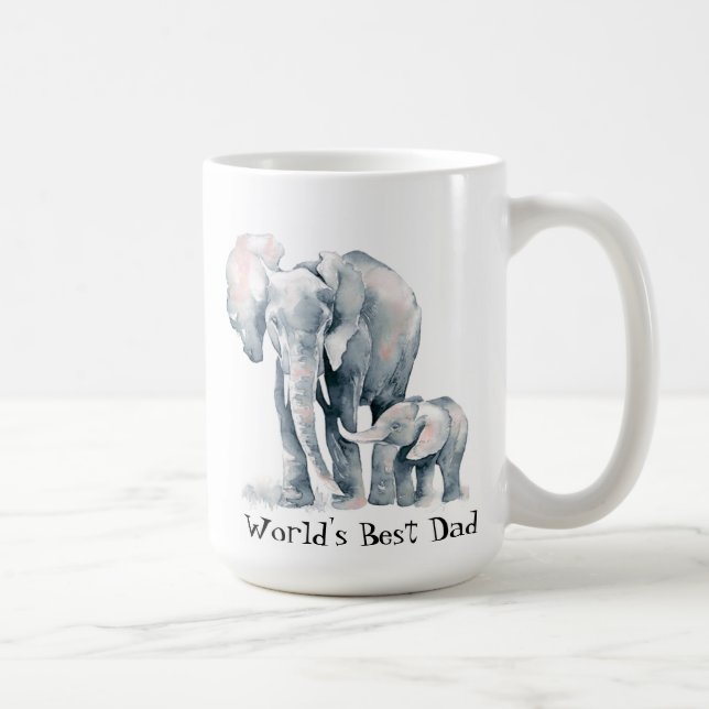 Elephant African Animal  World's Best Dad Quote Coffee Mug (Right)