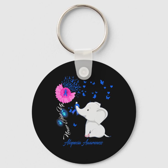 Elephant Alopecia Awareness - Alopecia Ribbon Gift Key Ring (Front)