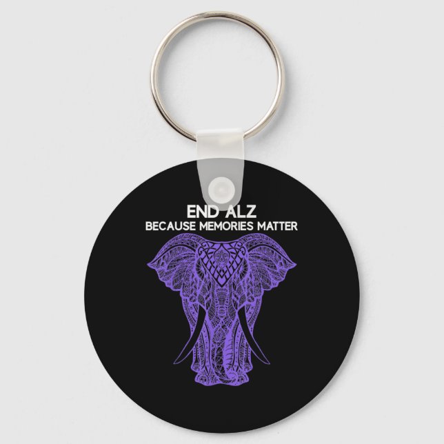 Elephant Alzheimerheimer Awareness Apparel End  Key Ring (Front)