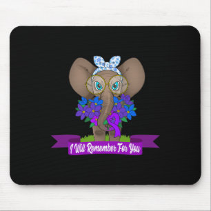 Elephant Alzheimerheimer Awareness Gift Purple Rib Mouse Mat