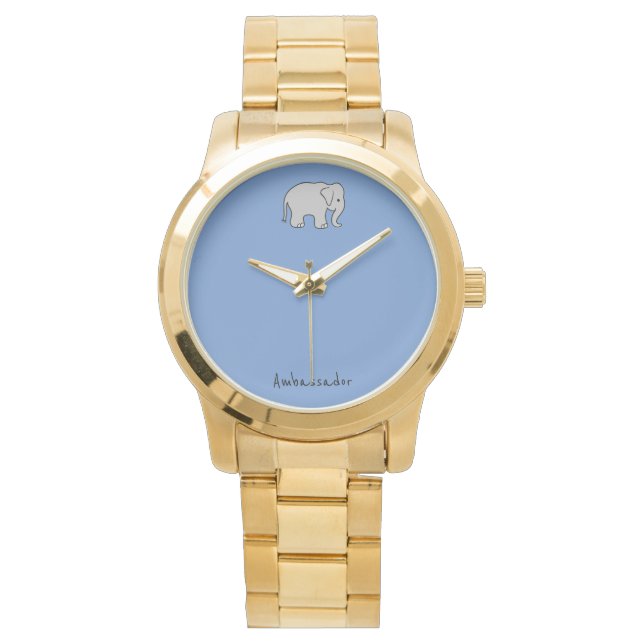 Elephant Ambassador gold metal watch (Front)