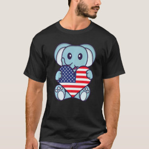 Elephant American Flag American Flag Usa   T-Shirt