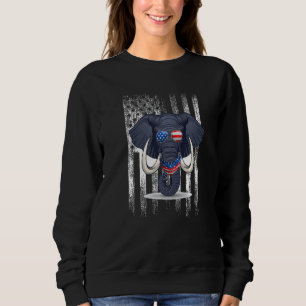 Elephant American Flag Patriotic Animal Lover 4th Sweatshirt