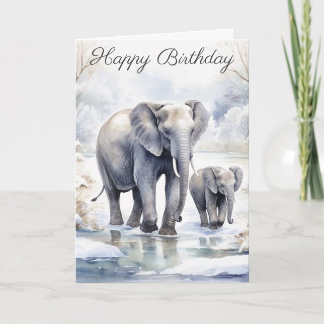 Elephant and Baby Card (Front)