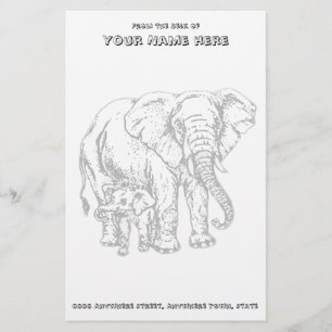 Elephant and baby stationary stationery