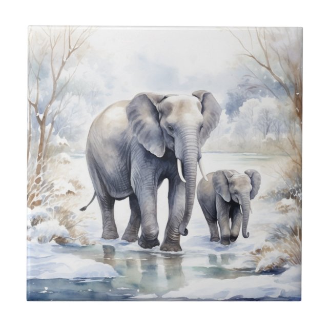 Elephant and Baby Tile (Front)