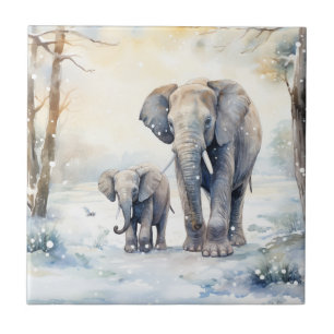 Elephant and Baby Tile