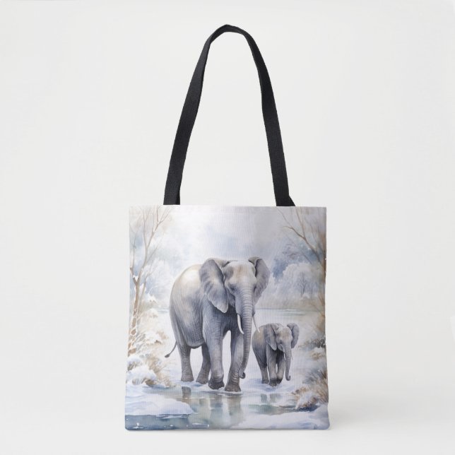 Elephant and Baby Tote Bag (Front)