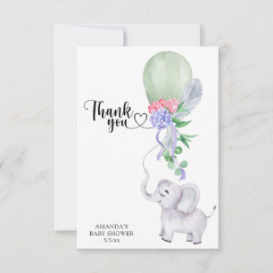 Elephant and balloon Thank you Card