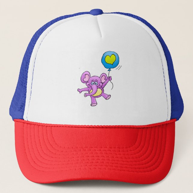 Elephant and balloon. trucker hat (Front)