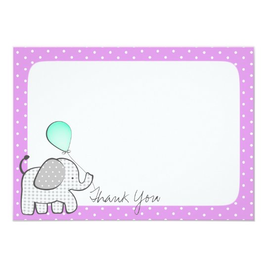 Elephant and Balloons Magenta Thank you Card