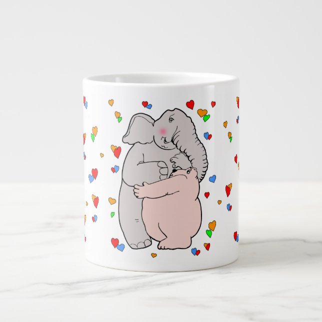 Elephant and bear hug large coffee mug (Front)