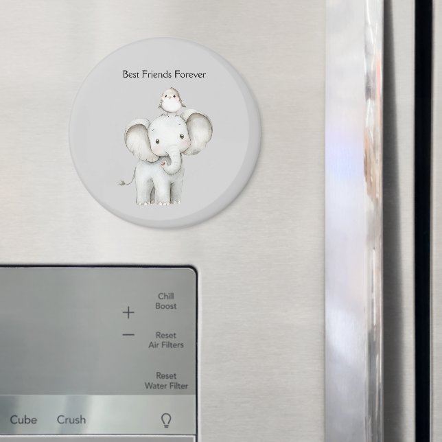 Elephant and Bird Best Friends Magnet (In Situ (Fridge))