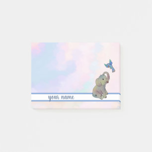 Elephant and bird post-it adhesive notes