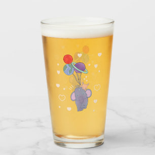 Elephant and Bunny Space Balloon Ride Whimsical Glass
