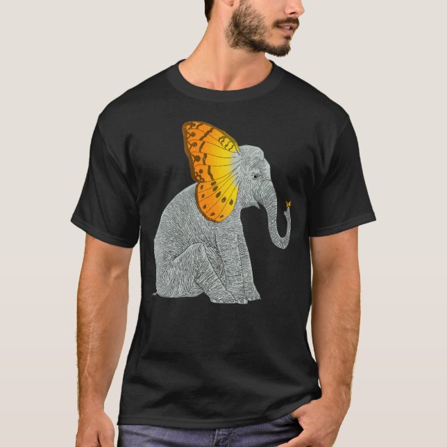 Elephant And Butterfly T-Shirt (Front)
