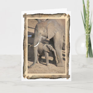 Elephant and Calf Card (Elephant Trunk Frame)