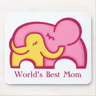 Elephant and calf world's best mum mouse pad