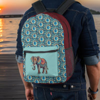 Elephant and Deep Aqua Red Mandalas n Initials