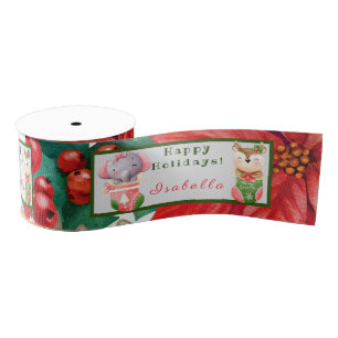 Elephant and Deer Customise Text and Name Grosgrain Ribbon