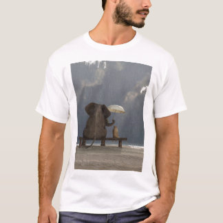 elephant and dog sit under the rain Graphic T-Shir T-Shirt