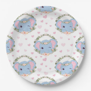 Elephant And Flower Tattoo Paper Plate