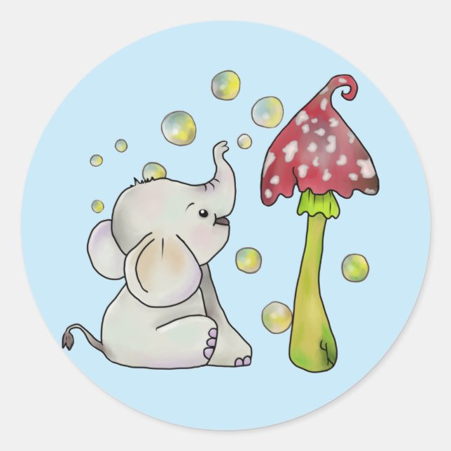 elephant and fungus classic round sticker (Front)