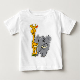 Elephant And Giraffe Baby T Shirt Matches Cards