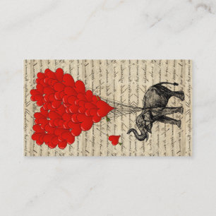 Elephant and heart shaped balloons business card