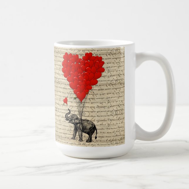 Elephant and heart shaped balloons coffee mug (Right)